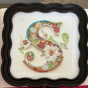 Framed Letter “S” with Floral Design